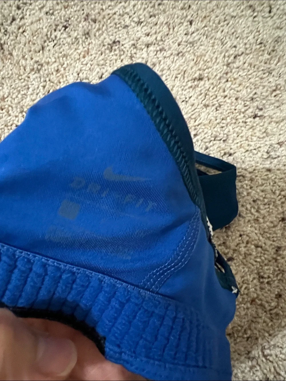 Nike Blue & Black Racerback Sports Bra with White Swoosh